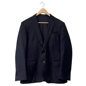 Sinio 42R Navy Blue Wool 2-Button Men's Blazer Suit Jacket Coat